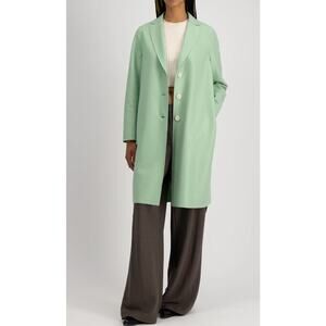 Harris Wharf London Light Pressed Wool Over Coat in Absinthe Green IT 44 M